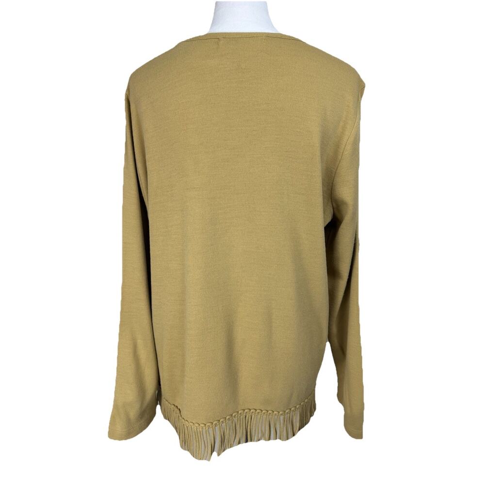 Nina Leonard Women's Sweater Top Sz L Pullover Long Sleeves Fringe Hem - Picture 7 of 16
